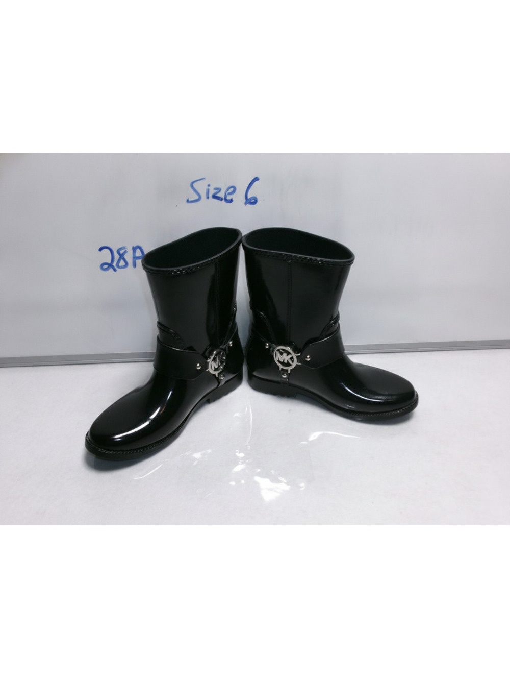 Michael Kors Black Patent Leather Rain Boots Size 6